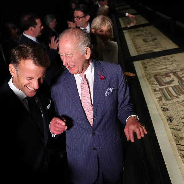 King Charles III Views Bayeux Tapestry at the British Museum